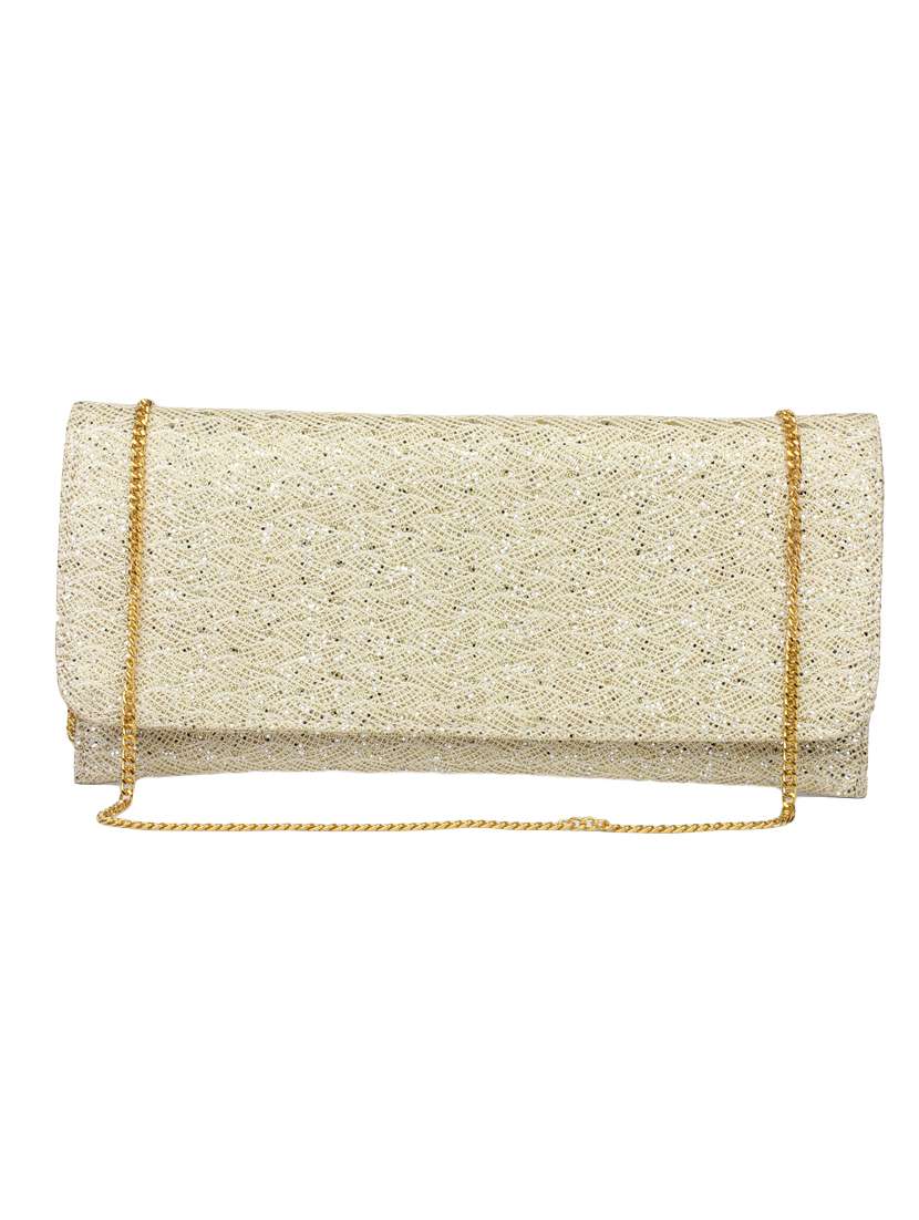 gold synthetic leather clutch