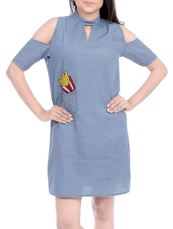 blue cotton shift dress