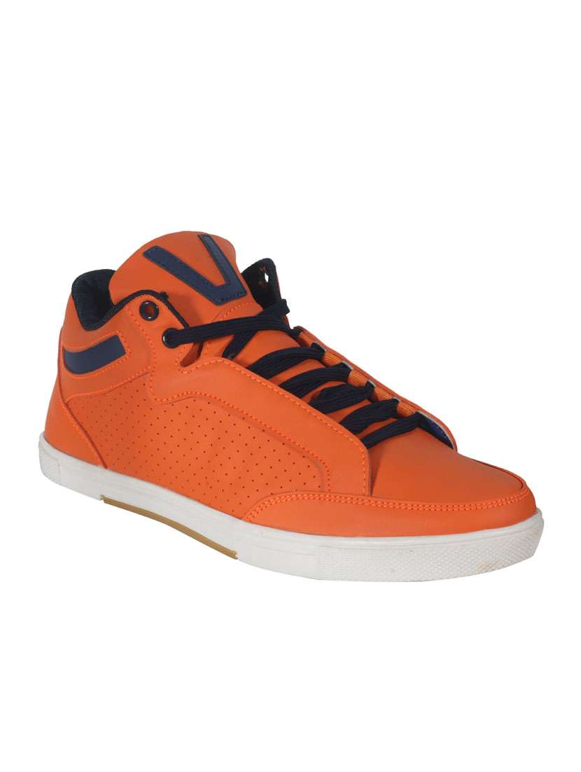 orange leatherette lace up shoe
