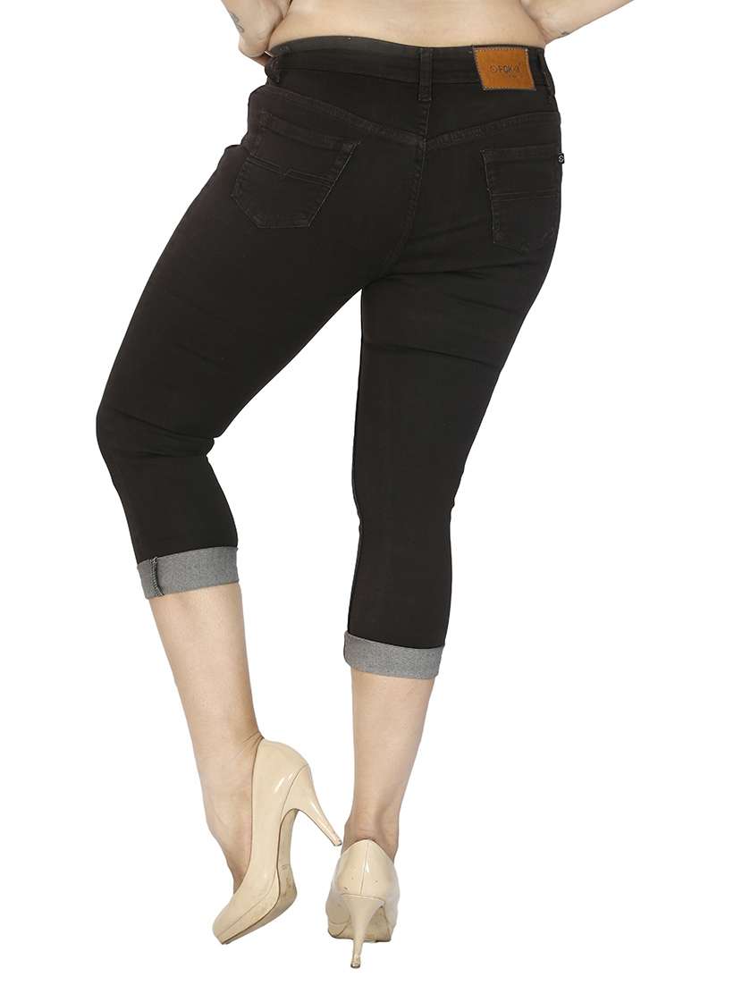 brown denim capri - 12836873 -  Standard Image - 2