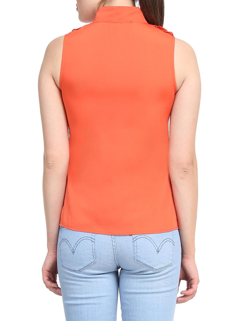 ruffled pleated zip up front top - 12847637 - Standard Image - 2