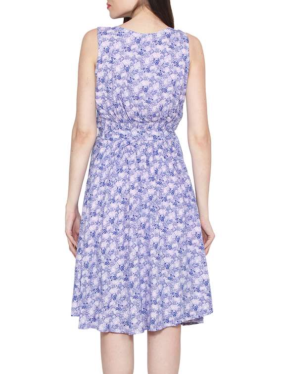blue cotton belted dress - 12866693 - Standard Image - 2