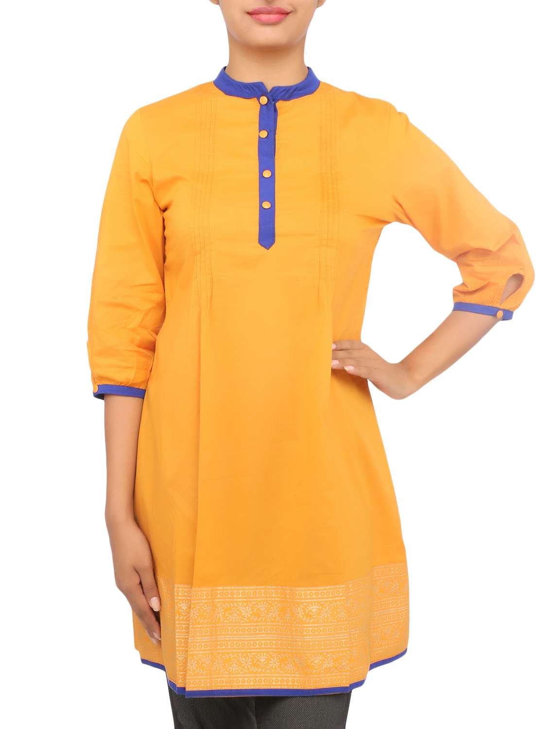 yellow cotton straight kurta