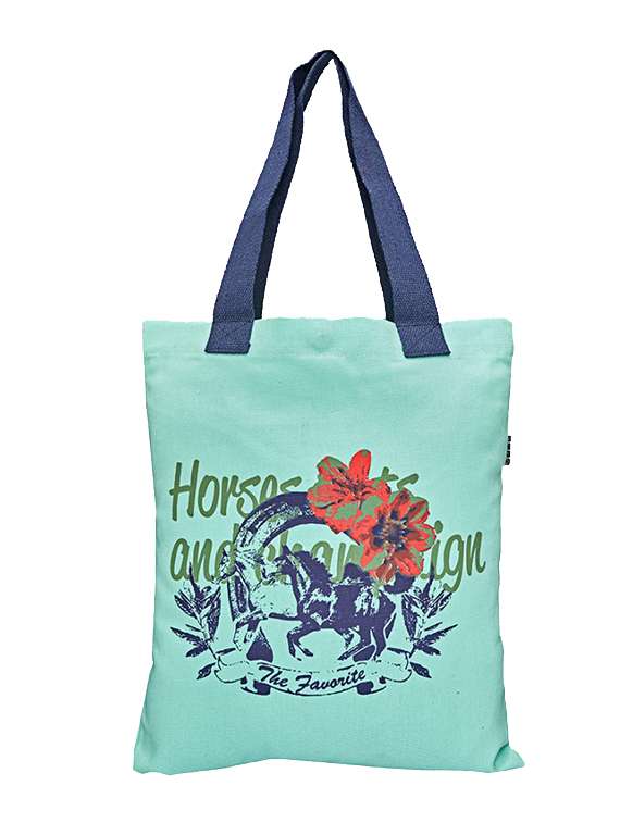 green canvas tote