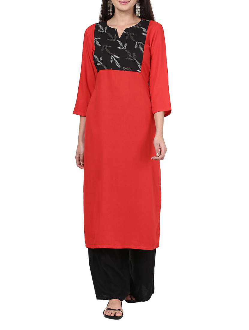 red viscose straight kurta