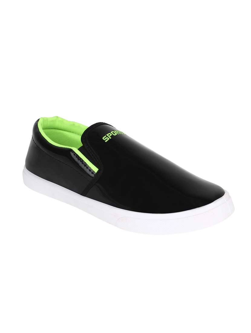 black leatherette slip on shoe