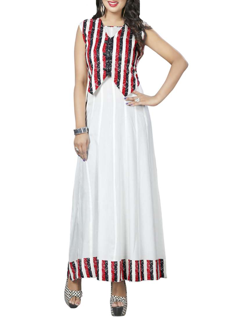 white rayon anarkali kurta