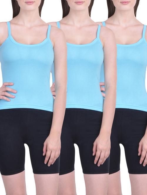 set of 3 light blue cotton camisoles - 12902313 - Standard Image - 0