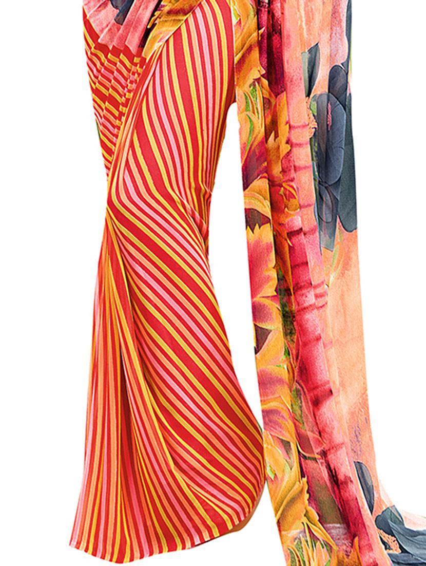 orange georgette printed saree - 12902815 - Standard Image - 2