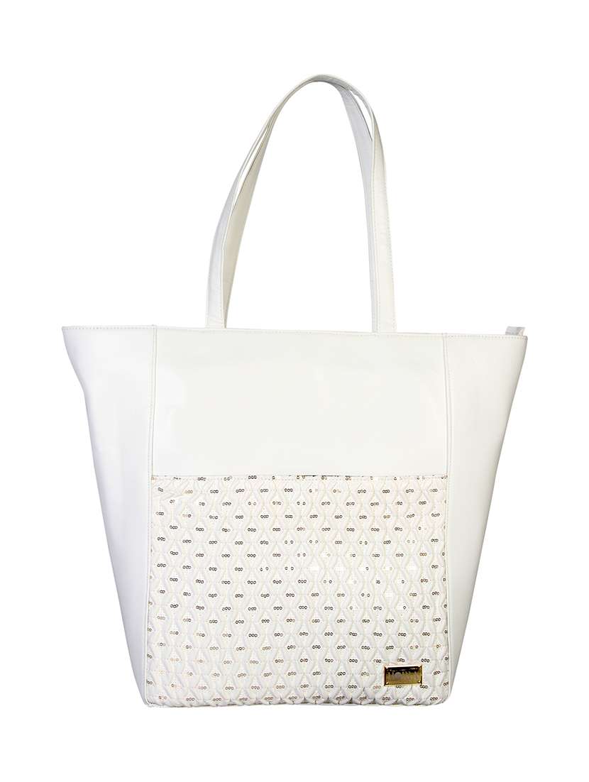 white leatherette handbag