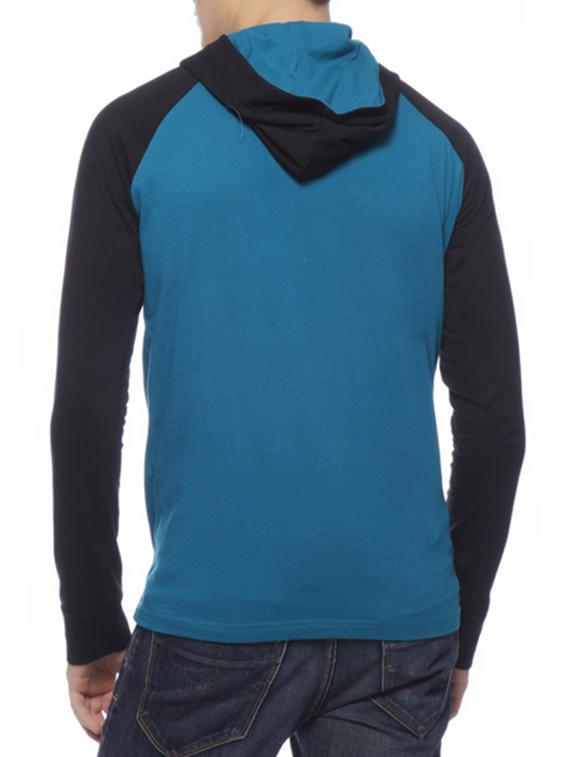 teal blue cotton raglan hood t-shirt - 12908449 - Standard Image - 2