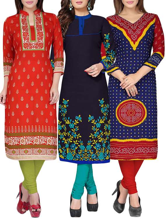 multi colored synthetic combos kurta