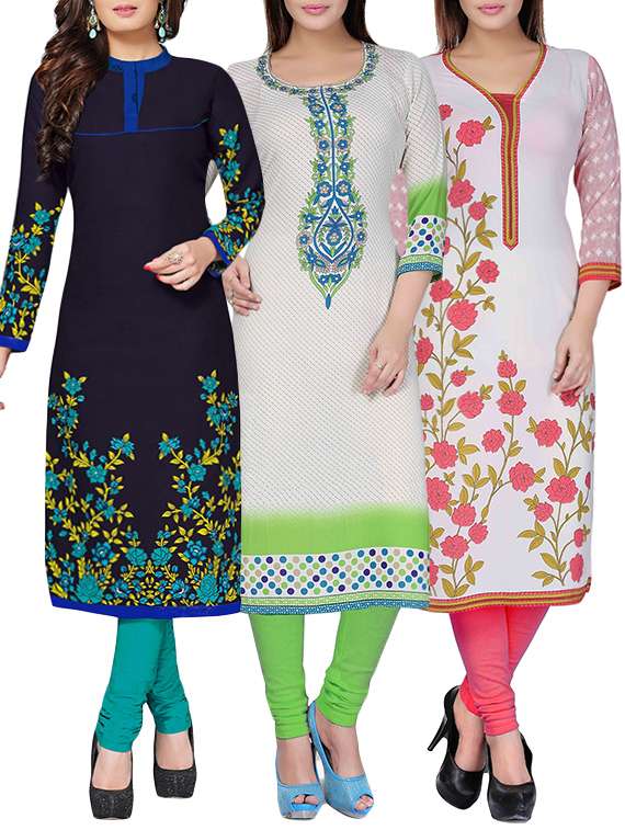 multi colored synthetic combos kurta
