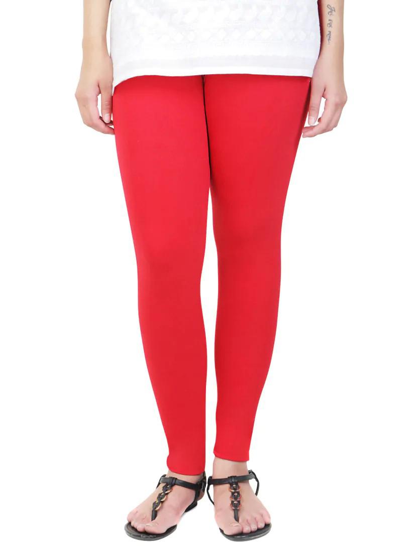red cotton leggings