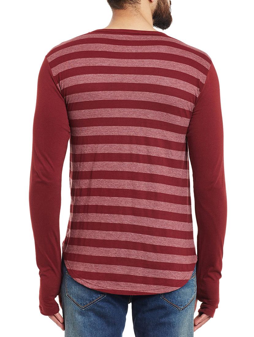 maroon cotton blend striped t-shirt - 12914114 - Standard Image - 2
