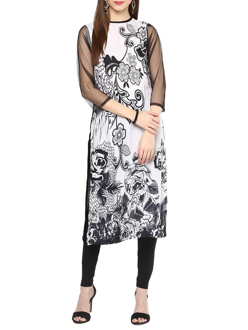 black cotton straight kurta