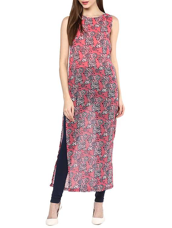 printed long straight kurta