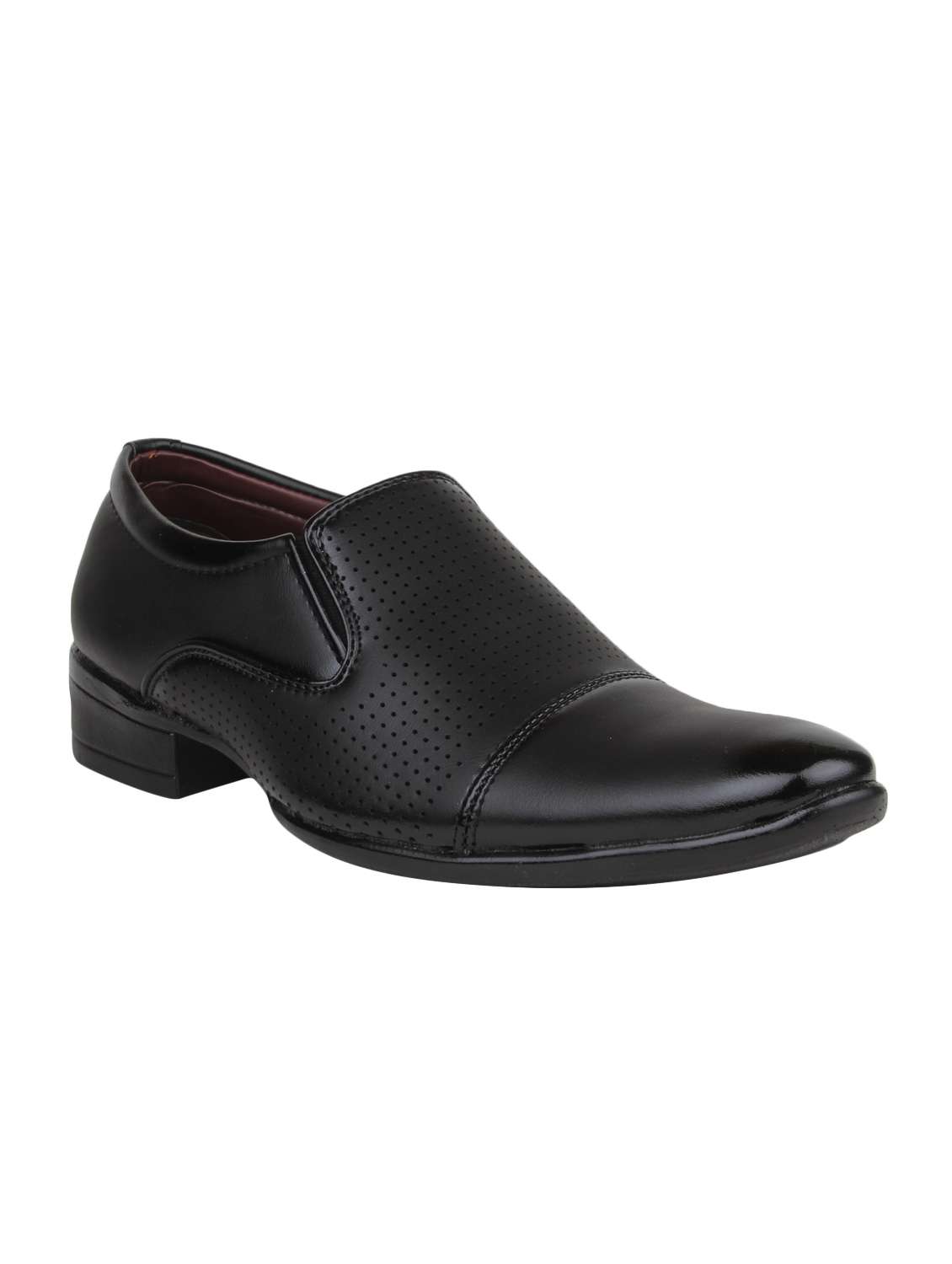 black leather slip on formal shoe