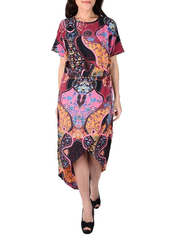 multicolored printed kaftan dress