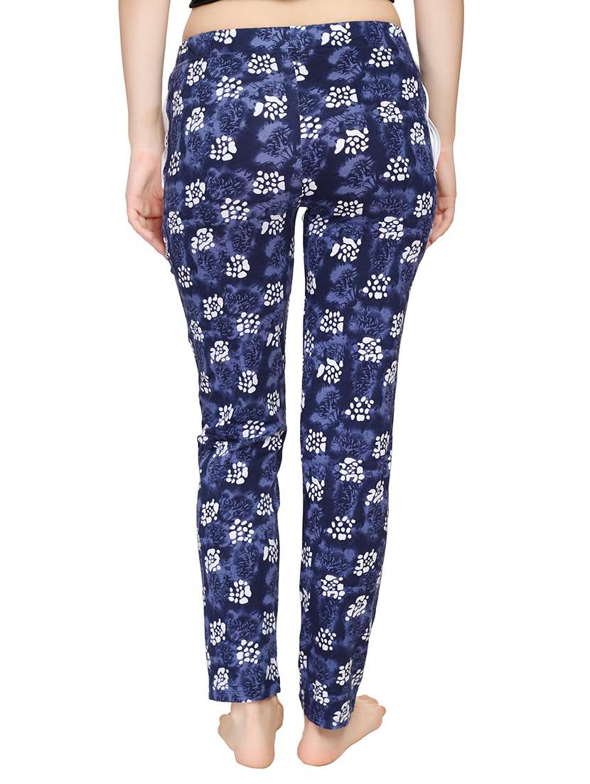 navy blue printed cotton track pant - 12923946 -  Standard Image - 2