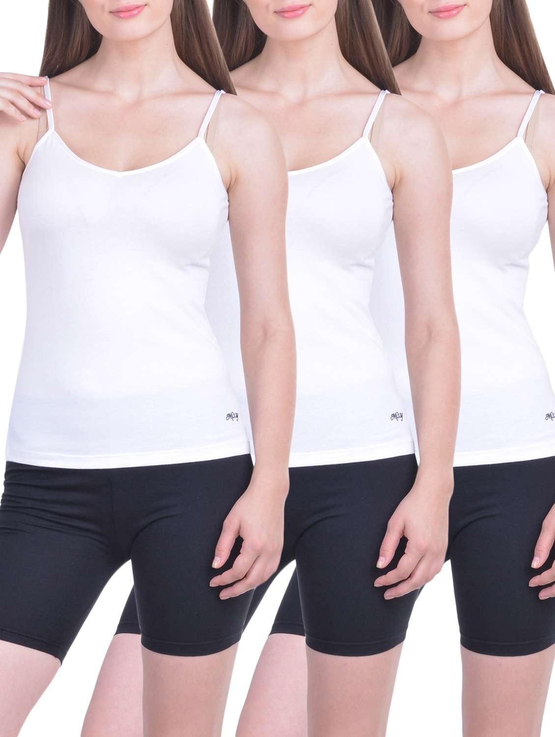 set of 3 white cotton camisoles