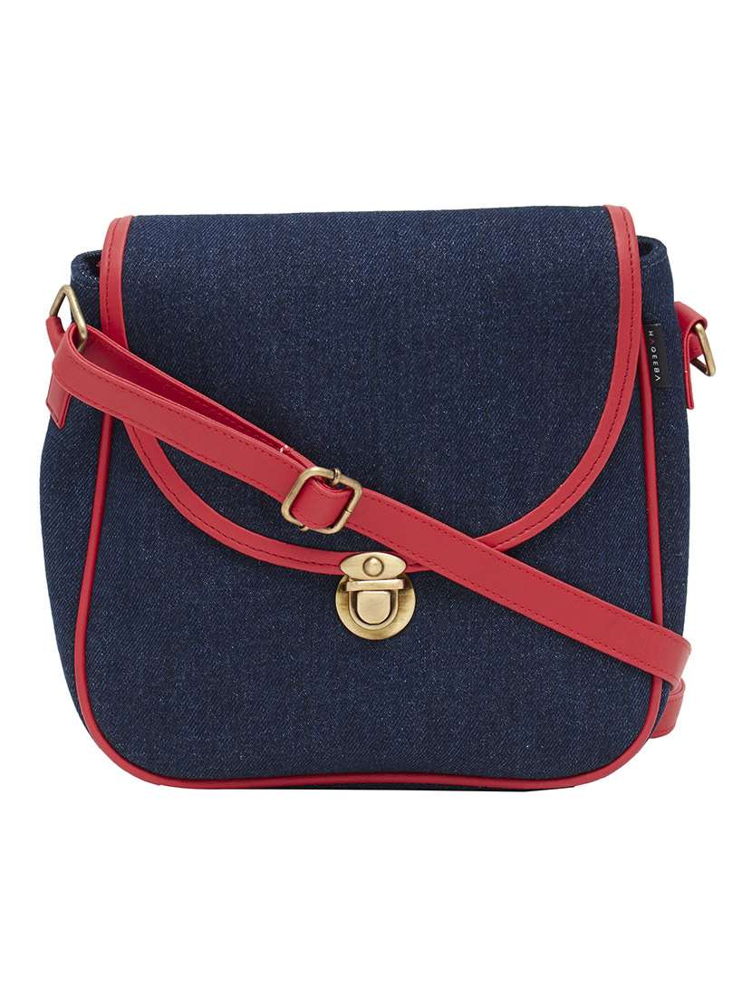 blue canvas messenger sling bag