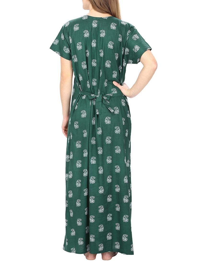 green printed cotton gown - 12929134 - Standard Image - 2