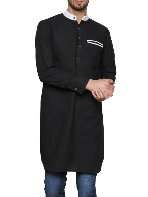 black cotton kurta - 12931510 - Standard Image - 0
