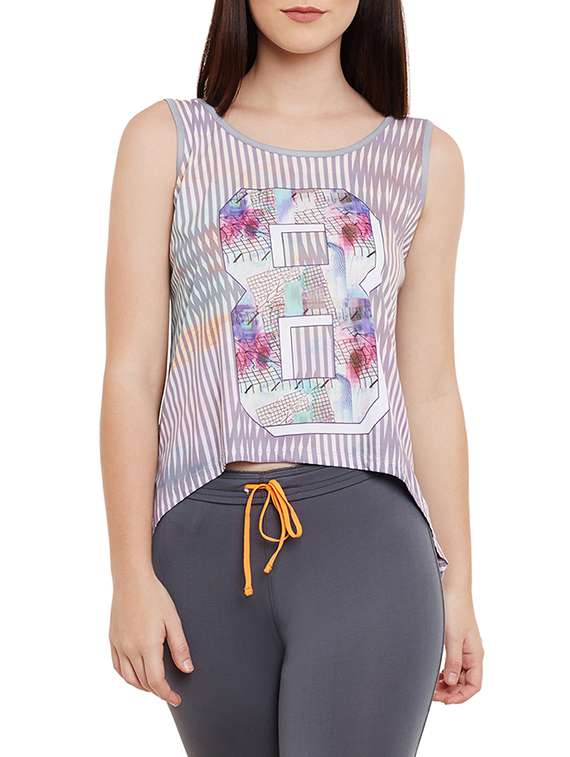 grey printed top