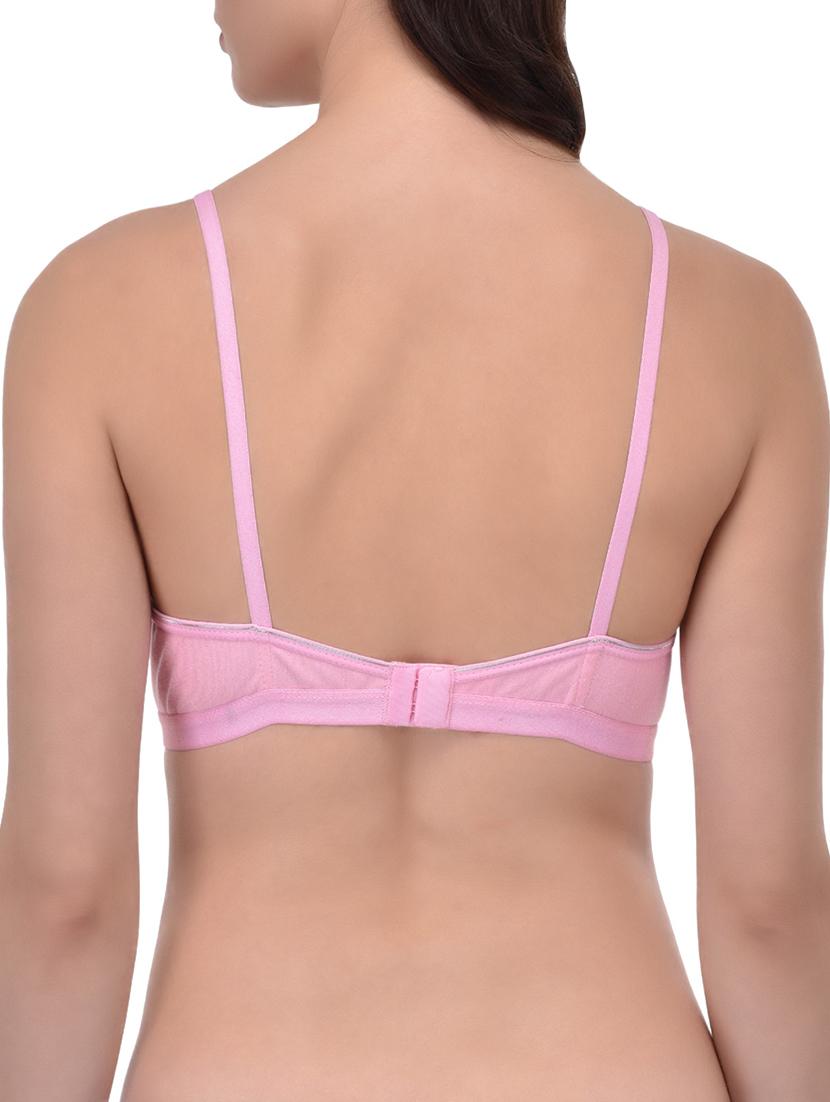 pink cotton regular bra - 12933901 - Standard Image - 2