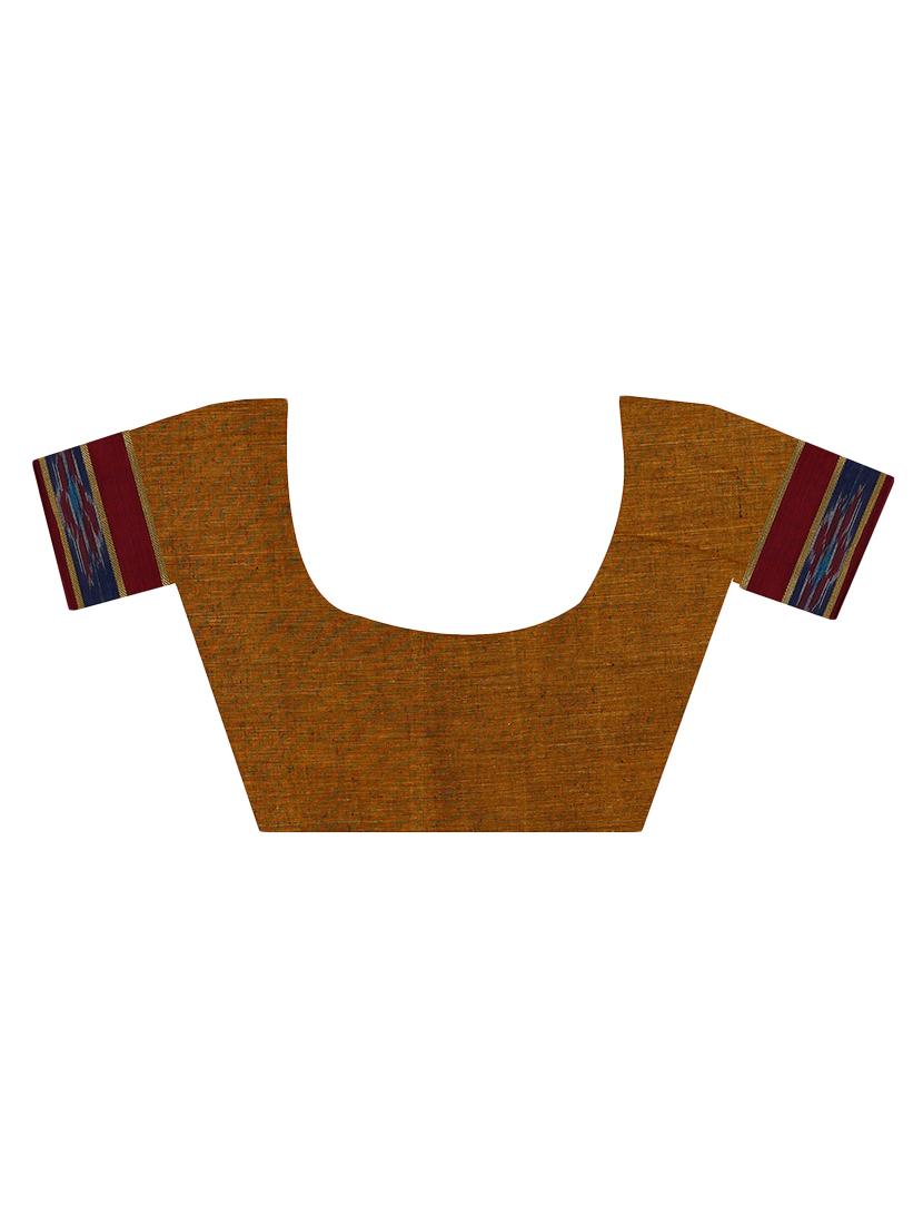 brown coloured cotton ikat saree - 12934086 - Standard Image - 2