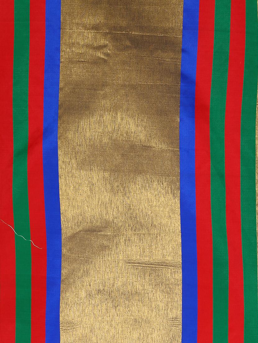 turquoise raw silk ikat saree - 12934095 - Standard Image - 2