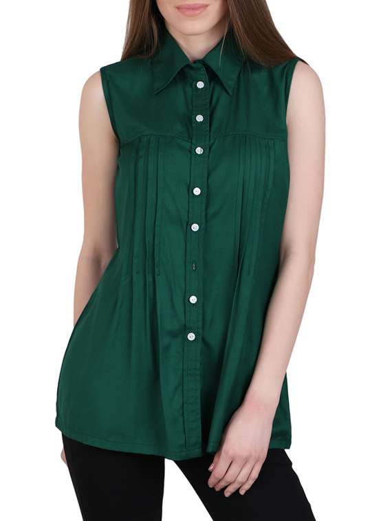 green viscose regular shirt