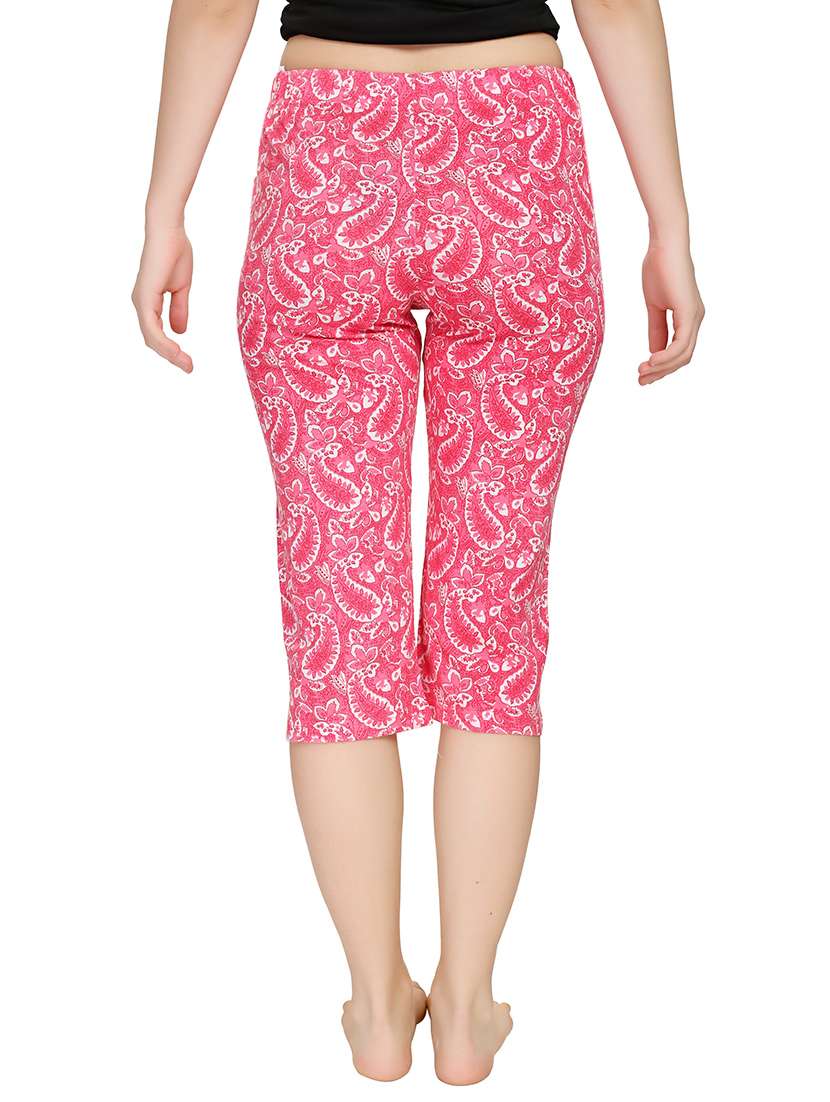pink printed cotton capri - 12943266 - Standard Image - 2