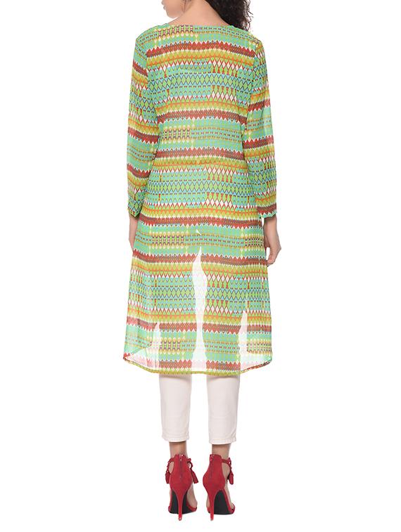 green printed asymmetric shrug - 12943875 - Standard Image - 2