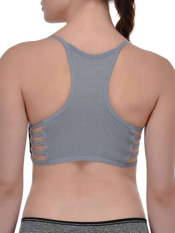 grey nylon sports bra - 12944515 - Standard Image - 2