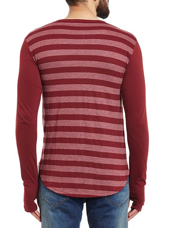 maroon cotton blend striped t-shirt - 12946359 - Standard Image - 2