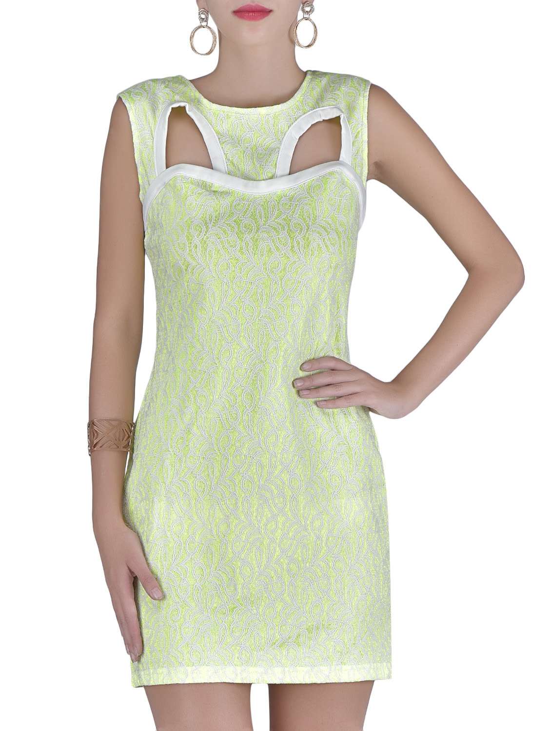 Green and spandex lace bodycon dress