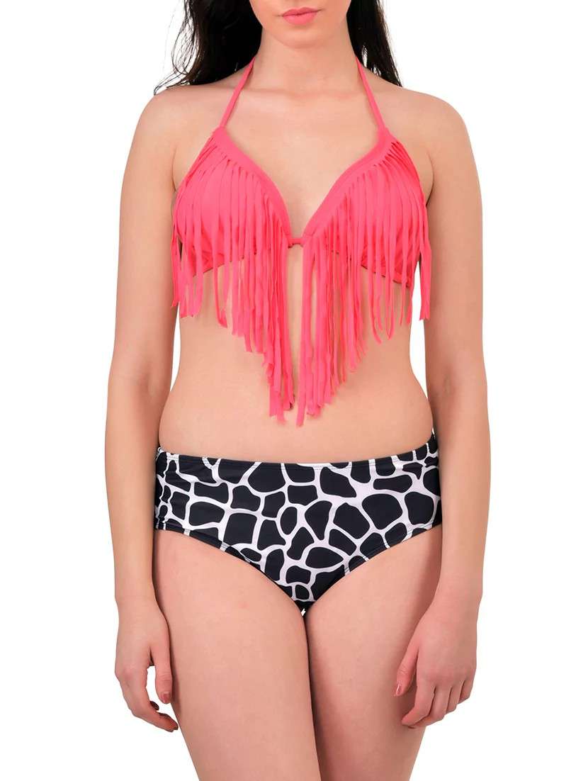 pink polyester bikini