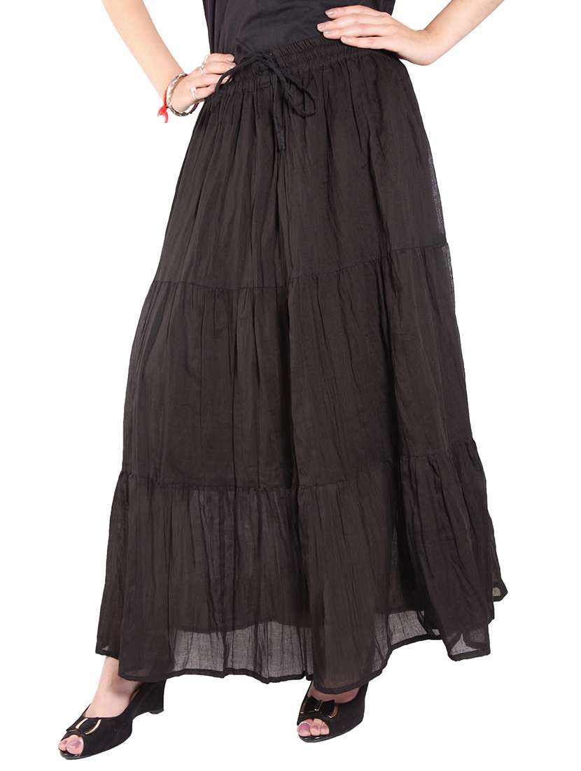 grey  cotton flared maxi skirt