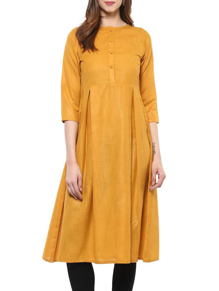 yellow cotton aline kurta