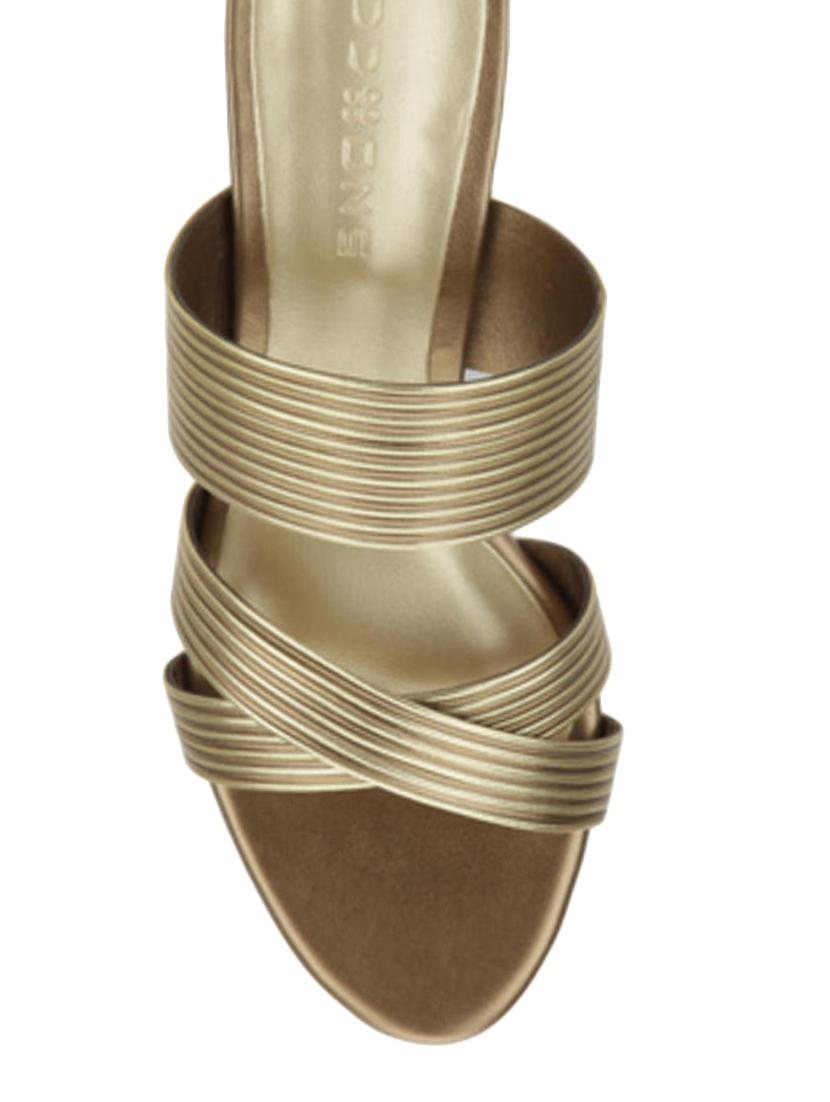 gold pu slip on sandals - 12960516 - Standard Image - 2