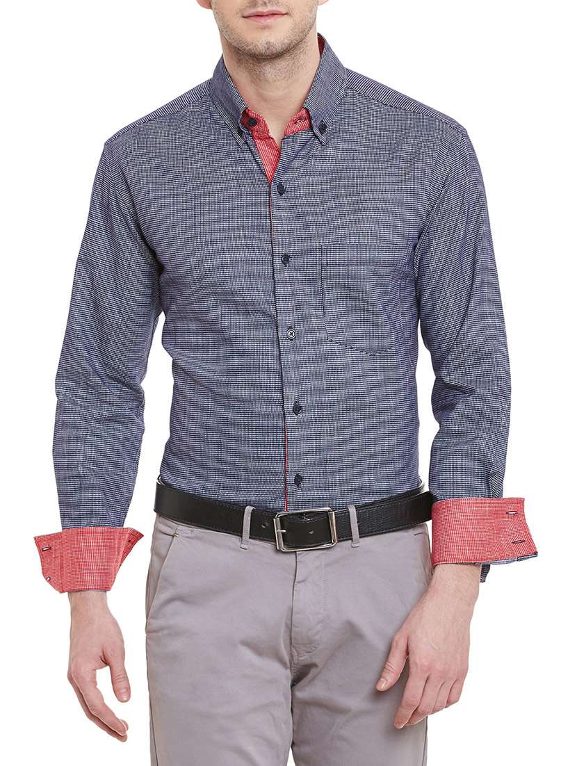 blue cotton casual shirt