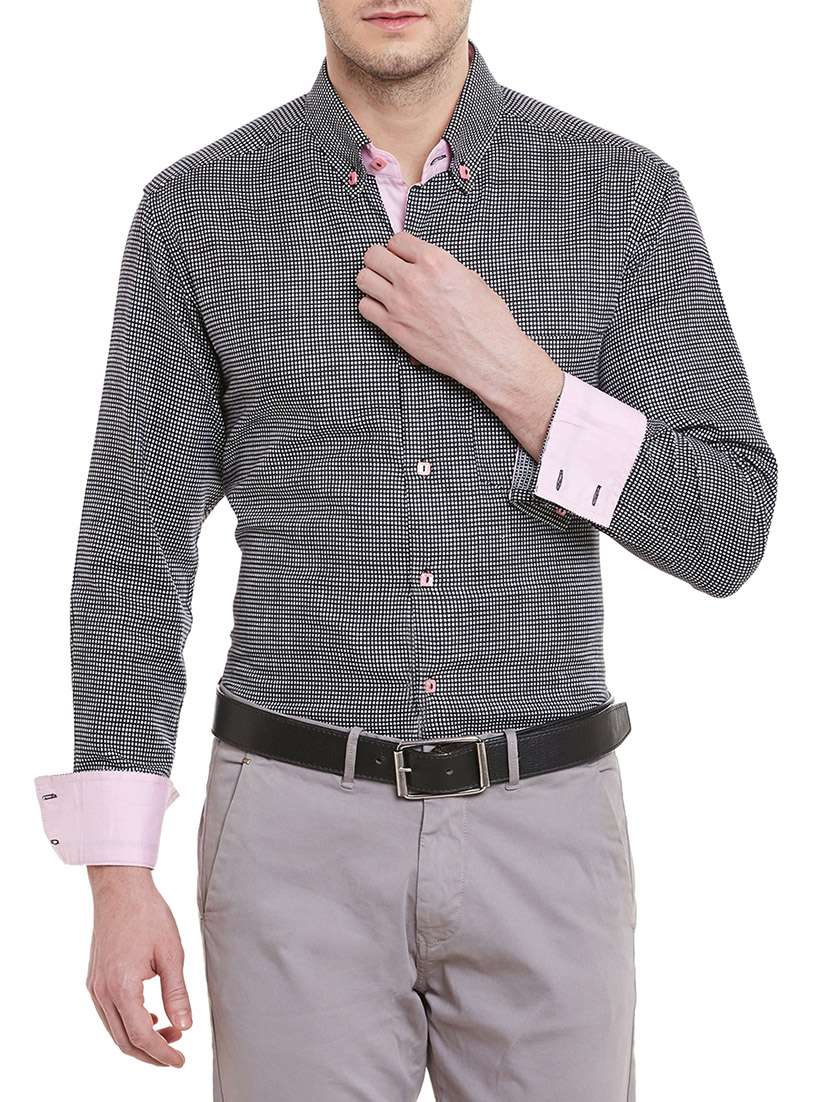 grey cotton printed casual shirt