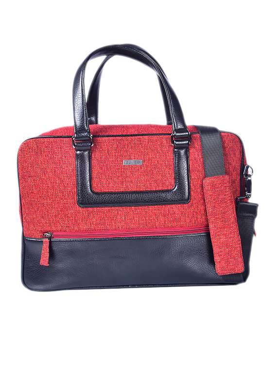 red leatherette laptop bag