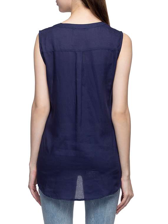 navy blue viscose asymmetric top - 12970581 - Standard Image - 2