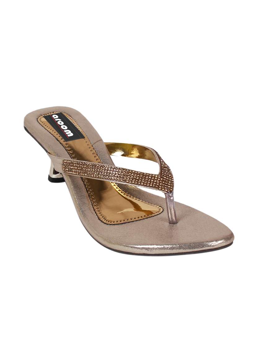 gold fabric toe separator sandals