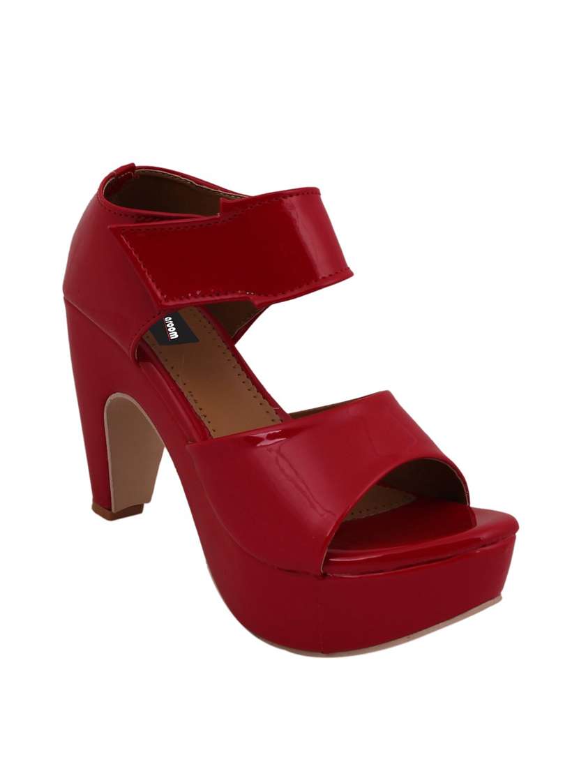 red ankle strap sandal