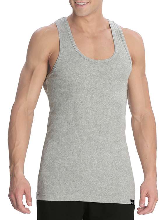 grey melange cotton blend vest