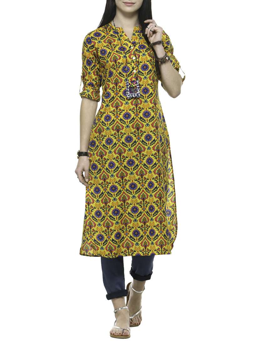 multi print straight kurta